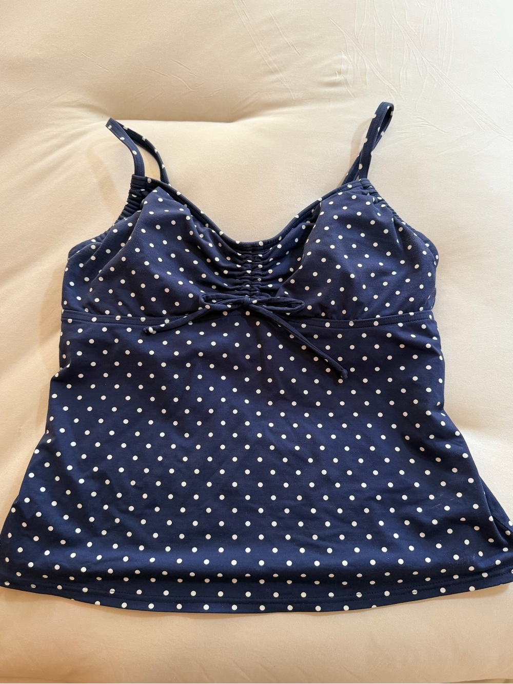 Lands' End Top Polka Dot Swim in Blue & White Like New